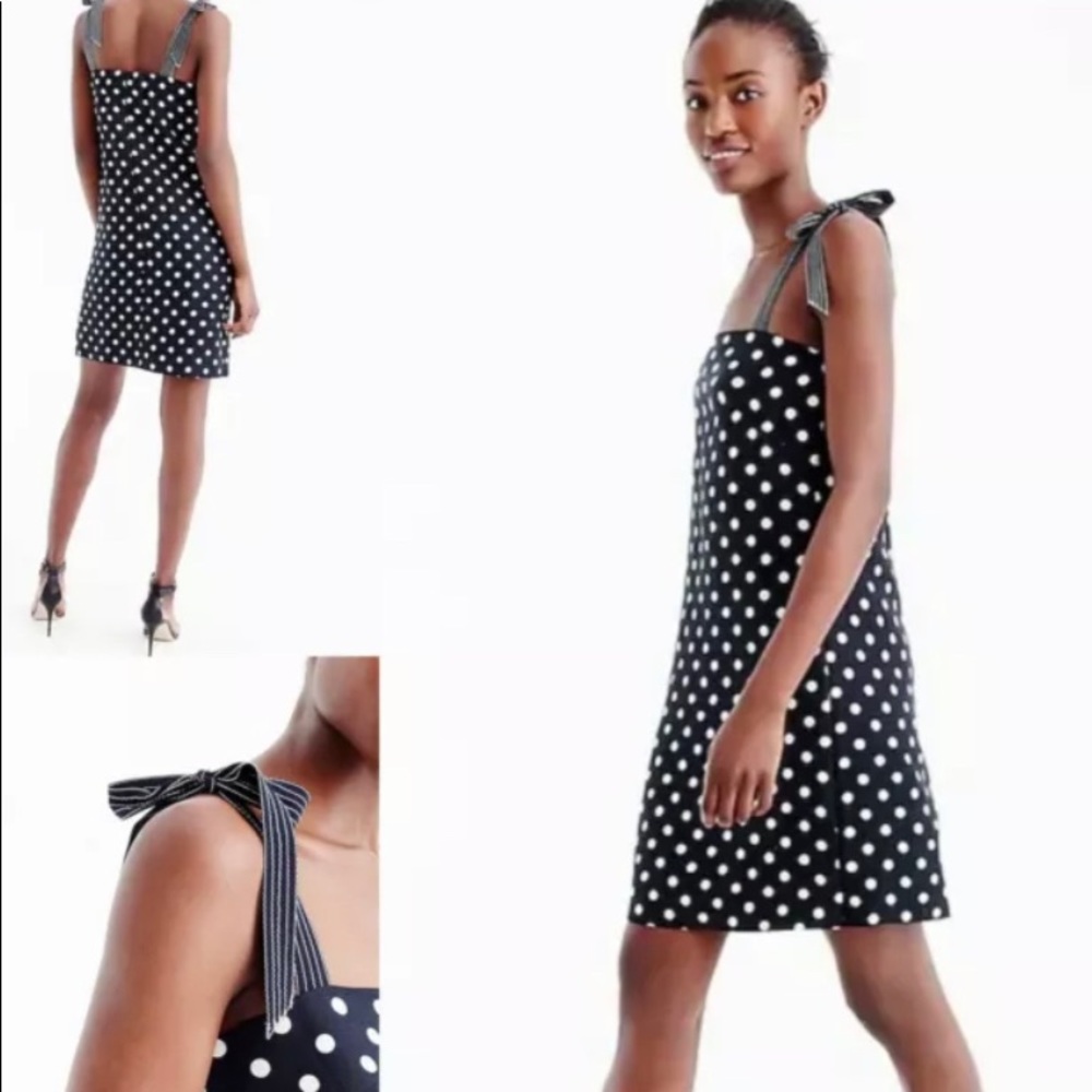 J. Crew Black and White Polka Dot Midi Dress